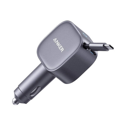 Anker Nano 75W USB-C Car Charger with Built-In Retractable Cable