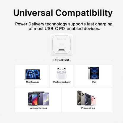 Belkin BoostCharge Compact USB-C Charger 30W - WCA008dqWH