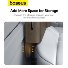 Baseus Car Seat Gap Organizer with Cup Holder – Premium PU Leather Console Storage Box for Driver & Passenger Side (Cluster Black)
