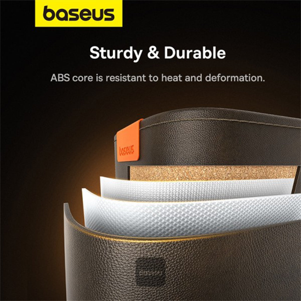 Baseus Car Seat Gap Organizer with Cup Holder – Premium PU Leather Console Storage Box for Driver & Passenger Side (Cluster Black)