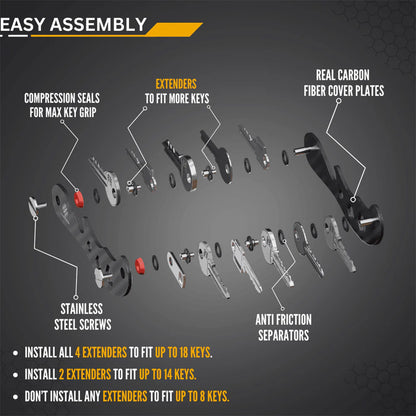 Carbonize PRO Carbon Fiber Key Organizer – Sleek, Modular, and Multi-Functional for 1–18 Keys