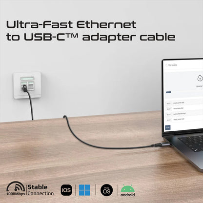 Promate CLink-RJ45 - High-Speed USB-C to Gigabit Ethernet Cable