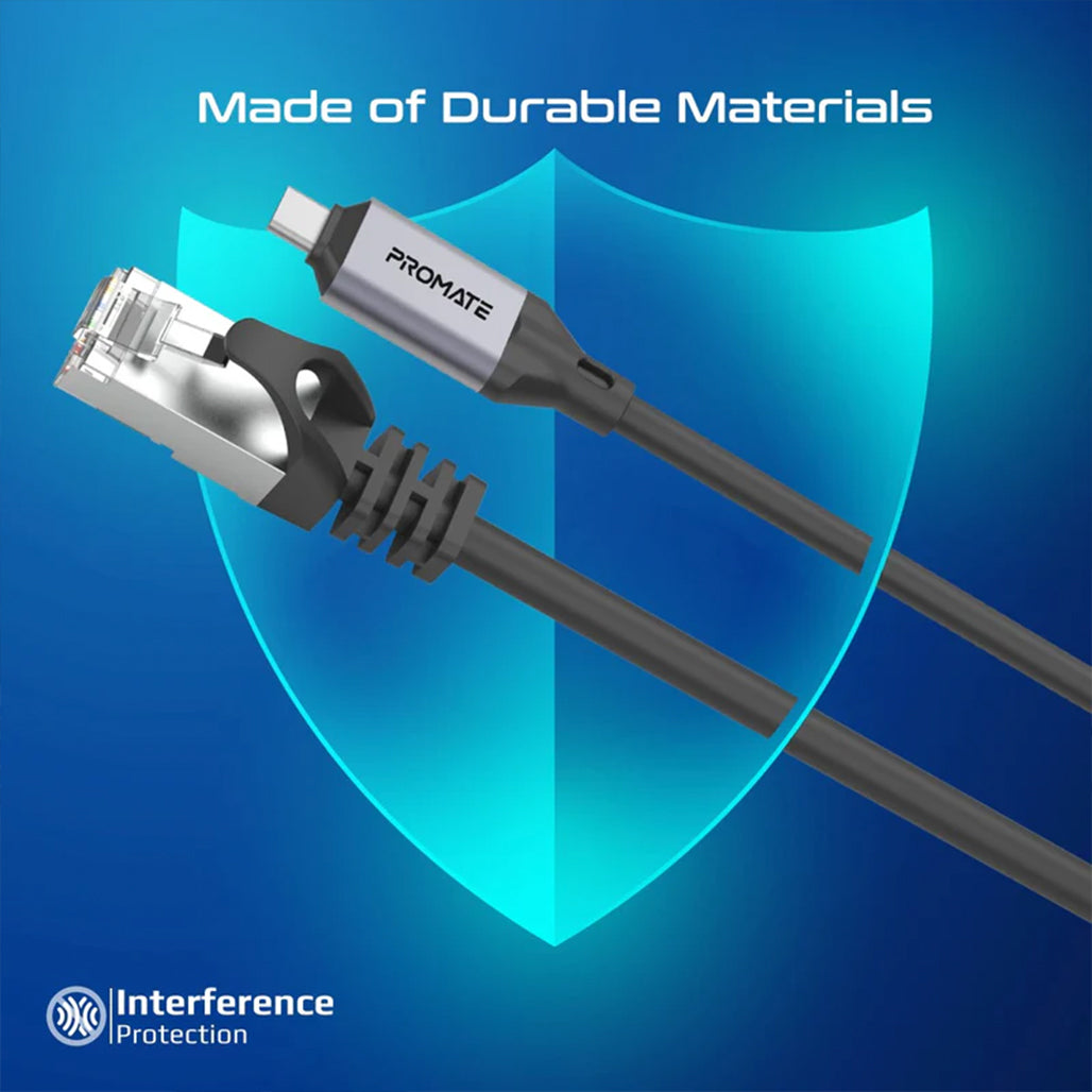 Promate CLink-RJ45 - High-Speed USB-C to Gigabit Ethernet Cable