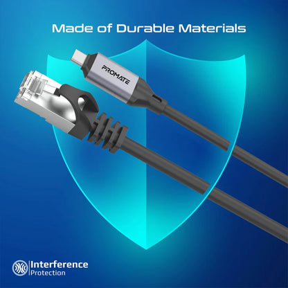 Promate CLink-RJ45 - High-Speed USB-C to Gigabit Ethernet Cable