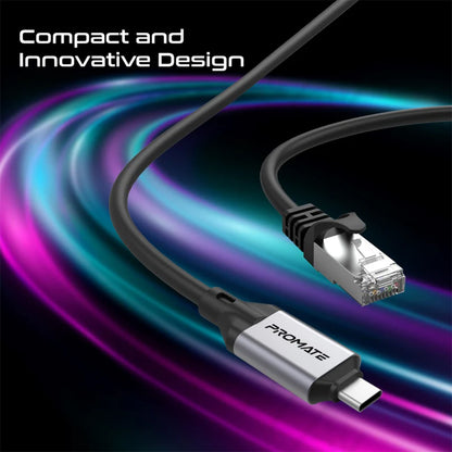 Promate CLink-RJ45 - High-Speed USB-C to Gigabit Ethernet Cable