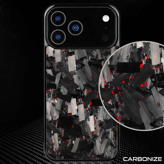 Carbonize Big Flake Forged Carbon Fiber Cover Series - Red Carbon Fiber – For iPhone 17 Pro Max / 17 Pro / iPhone Air / 16 Pro Max / 16 Pro / 16 / 15 Pro Max