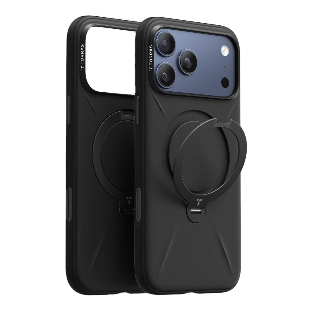 Torras Ostand Spin Q3 Air Silicone for iPhone 17 Pro Max - Obsidian Black