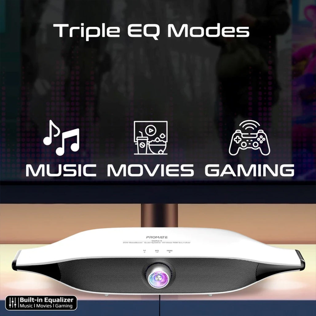 Promate Delta-X — 20W BassBoost™ Quad Speaker Wireless RGB Soundbar