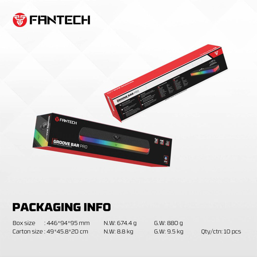 Fantech BS151 Groove Bar Pro - RGB Bluetooth Portable Gaming Speaker – 30H Battery & Stereo Sound