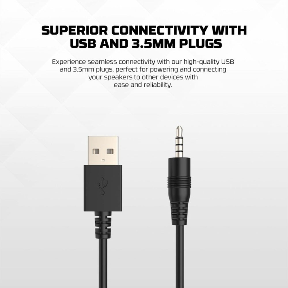 Fantech GS206 Groove Bar Lite Wired Gaming Speaker – 2.0 Stereo Sound, USB + 3.5mm Connection, 6W RMS Output