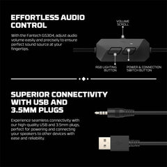 Fantech GS304 Groove Dual Mode RGB Speaker – Wired & Bluetooth 5.3 Desktop Audio