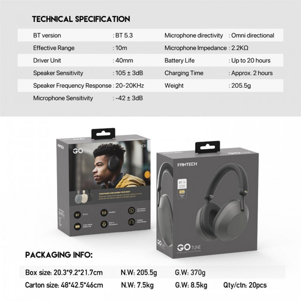 Fantech WH06 GO Tune | Wireless Headset