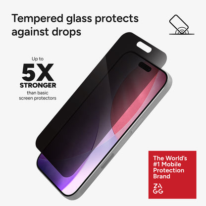 ZAGG Glass Elite Privacy – For iPhone 17 Pro / 17 Pro Max