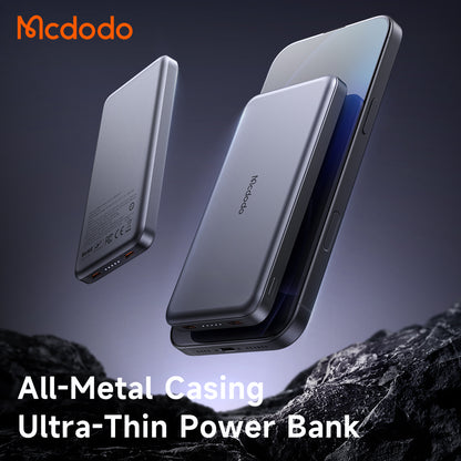 Mcdodo MC-378 10000mAh Metal Power Bank – Ultra-Thin 20W PD Fast Charging, Dual USB-C, LED Display