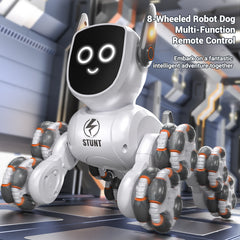 JJRC Q193 8-Wheel Stunt Robot Dog Toy – LED Eyes & Ears, Gesture Sensing, Music & Light Effects