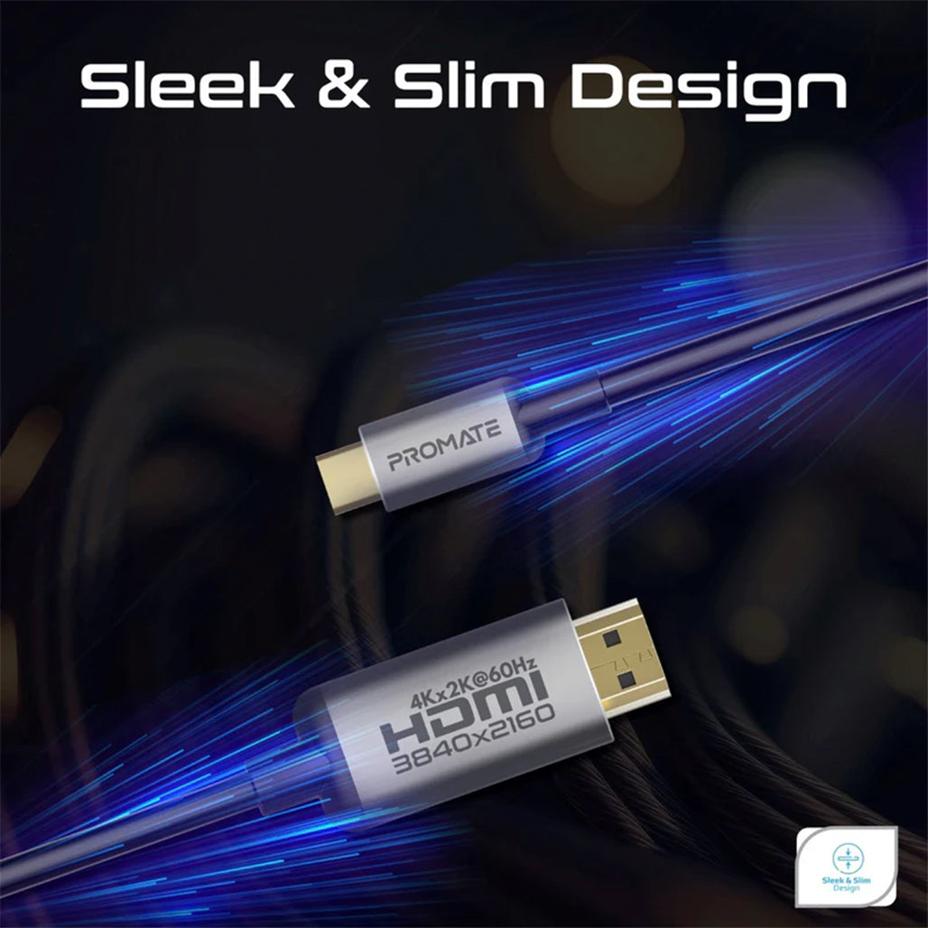 Promate HDLink-60H - USB-C to HDMI Audio Video Cable with UltraHD Support 1.8m