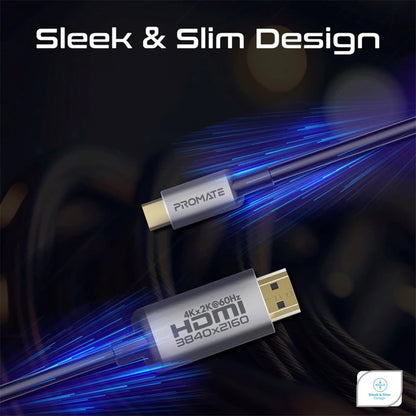 Promate HDLink-60H - USB-C to HDMI Audio Video Cable with UltraHD Support 1.8m