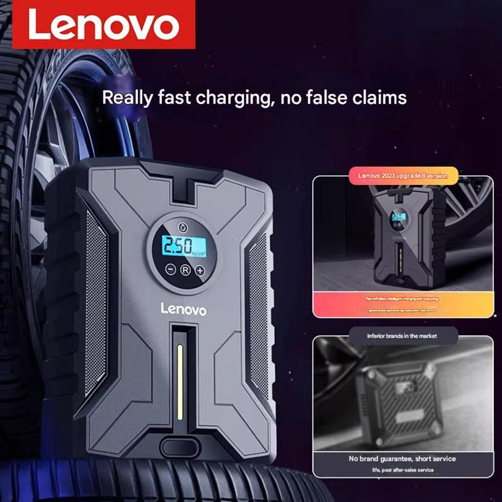 Lenovo HV05 Portable Car Tire Inflator – 12V Air Pump with Gauge & Light