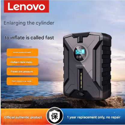 Lenovo HV05 Portable Car Tire Inflator – 12V Air Pump with Gauge & Light