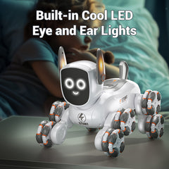 JJRC Q193 8-Wheel Stunt Robot Dog Toy – LED Eyes & Ears, Gesture Sensing, Music & Light Effects