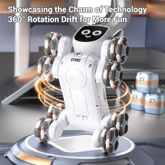 JJRC Q193 8-Wheel Stunt Robot Dog Toy – LED Eyes & Ears, Gesture Sensing, Music & Light Effects