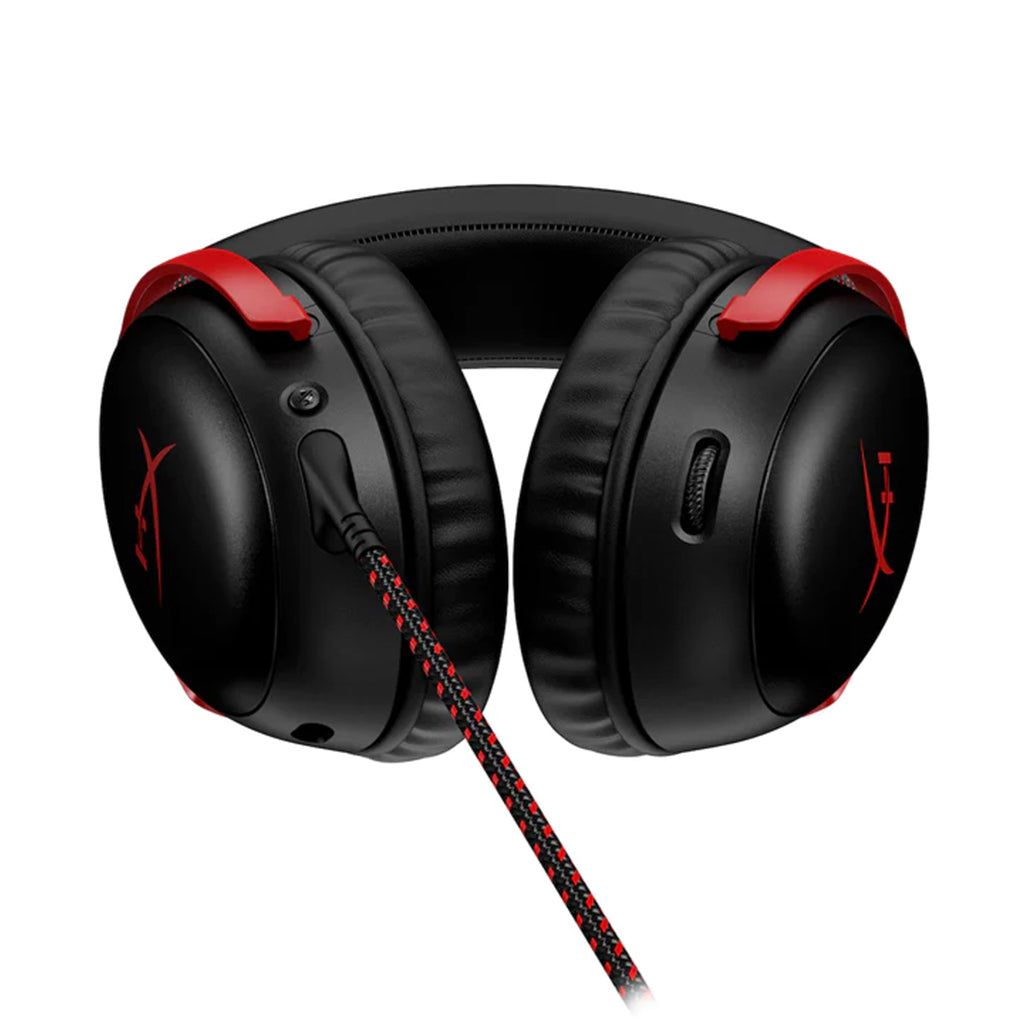 HyperX Cloud III Wired Gaming Headset – Black/Red | 53mm Drivers, DTS Spatial Audio, Noise-Canceling Mic