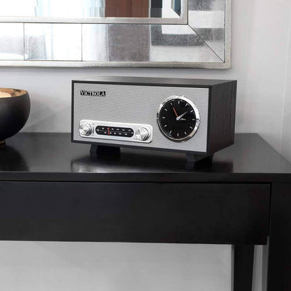 Victrola VC-100 Vintage Bluetooth Digital Clock Speaker with FM Radio and USB Port - Black