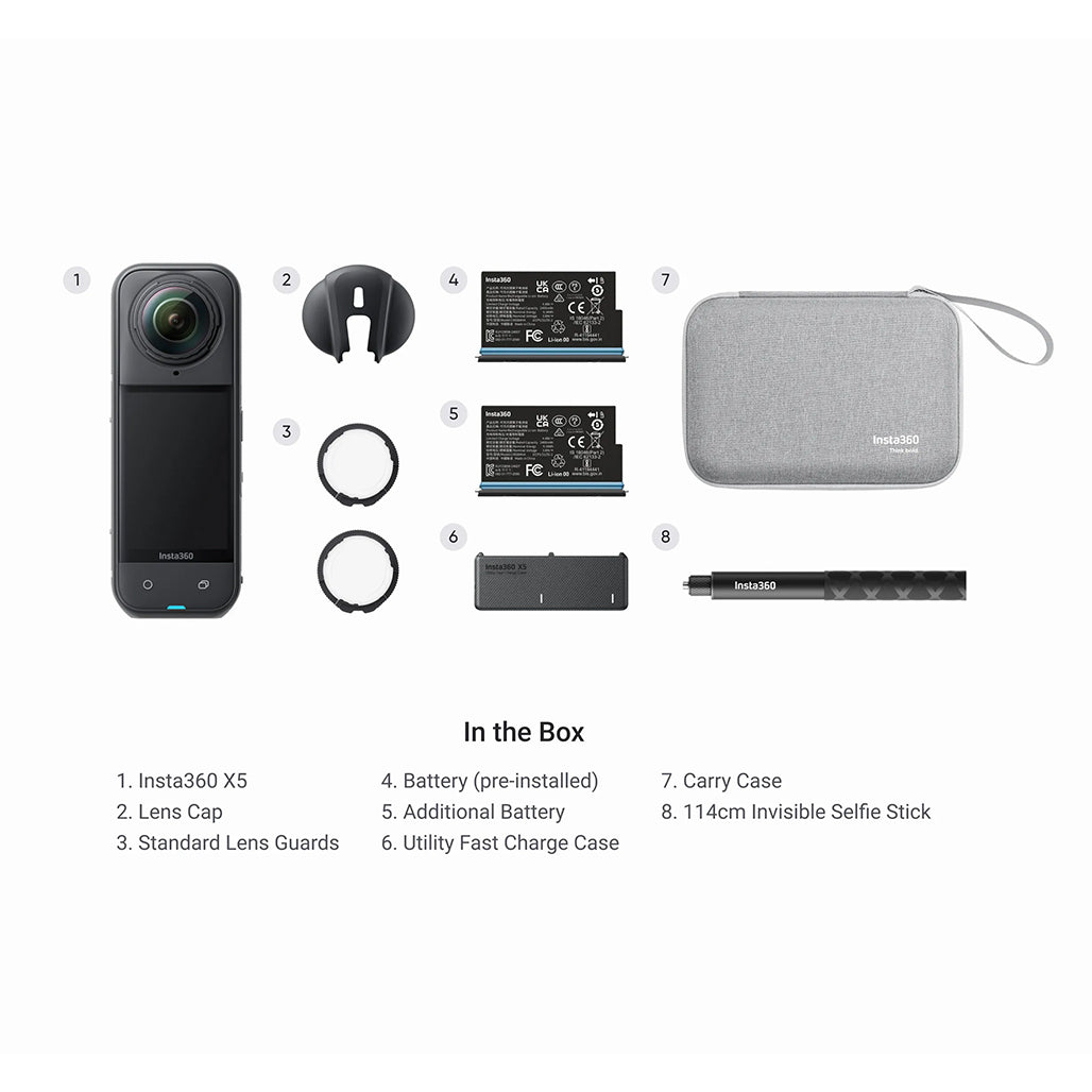 Insta360 X5 360 8K Camera - 8K30 360˚ PureVideo