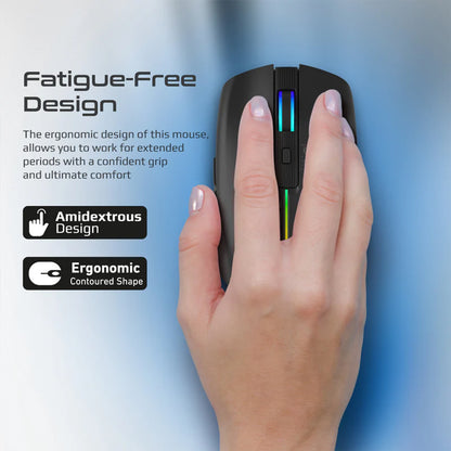 Promate Kitt — 2.4GHz Wireless Ergonomic Optical Mouse with LED Rainbow Lights