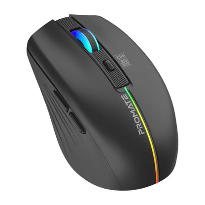 Promate Kitt — 2.4GHz Wireless Ergonomic Optical Mouse with LED Rainbow Lights
