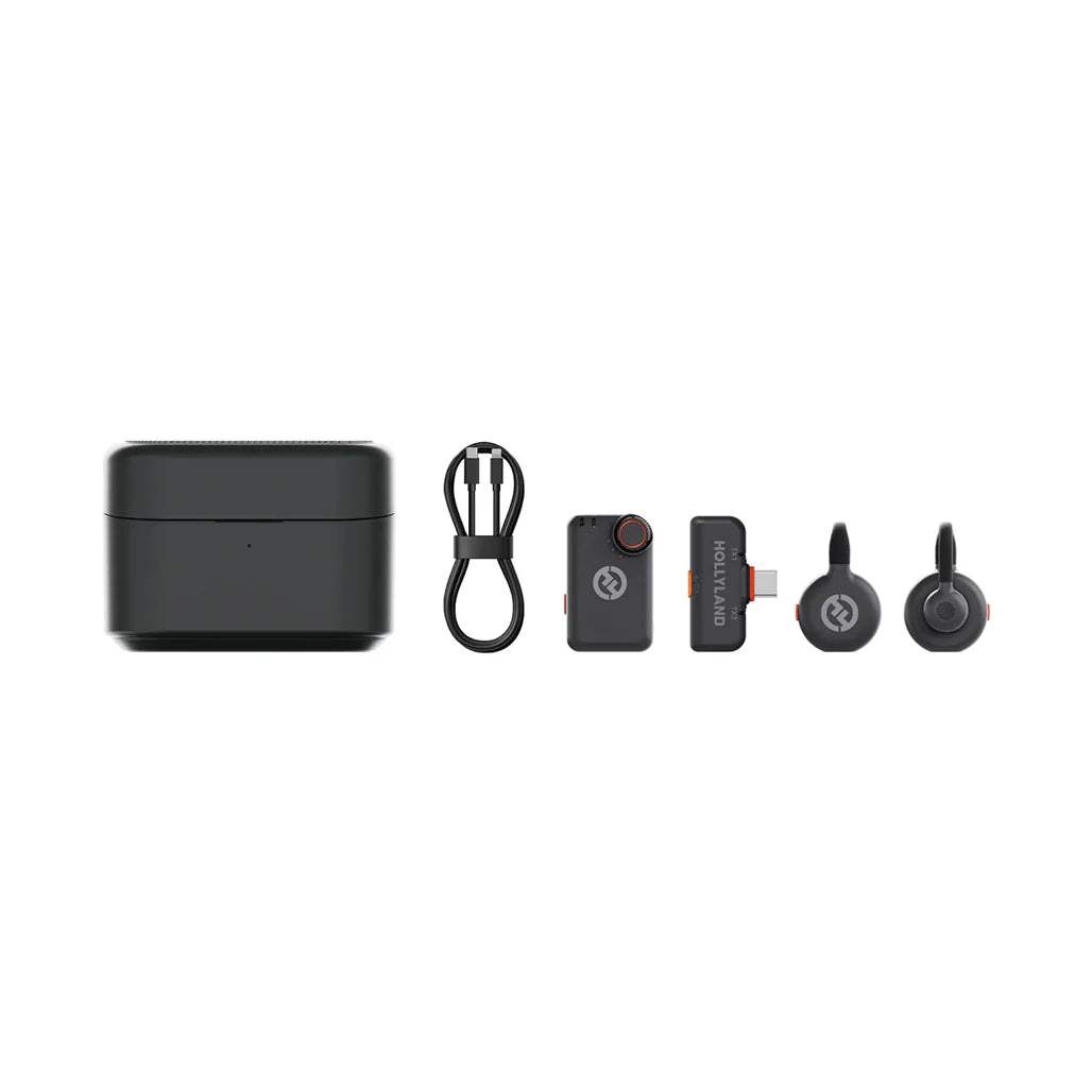 Hollyland Lark M2S Combo - Black - Ultra-Light Wireless Microphone with 30 Hours Battery Life Superior Noise Cancellation & 300m Range