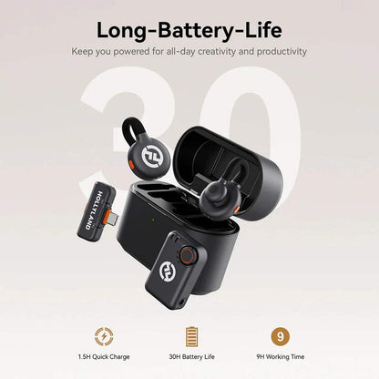 Hollyland Lark M2S Combo - Black - Ultra-Light Wireless Microphone with 30 Hours Battery Life Superior Noise Cancellation & 300m Range