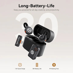 Hollyland Lark M2S Combo Ultra-Light Wireless Microphone with 30 Hours Battery Life Superior Noise Cancellation & 300m Range