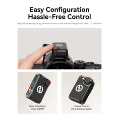 Hollyland Lark M2S Combo Ultra-Light Wireless Microphone with 30 Hours Battery Life Superior Noise Cancellation & 300m Range