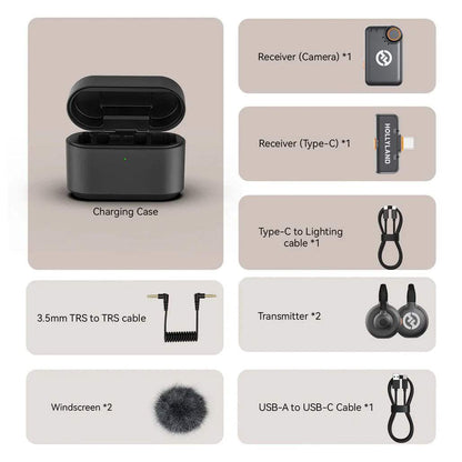 Hollyland Lark M2S Combo - Black - Ultra-Light Wireless Microphone with 30 Hours Battery Life Superior Noise Cancellation & 300m Range