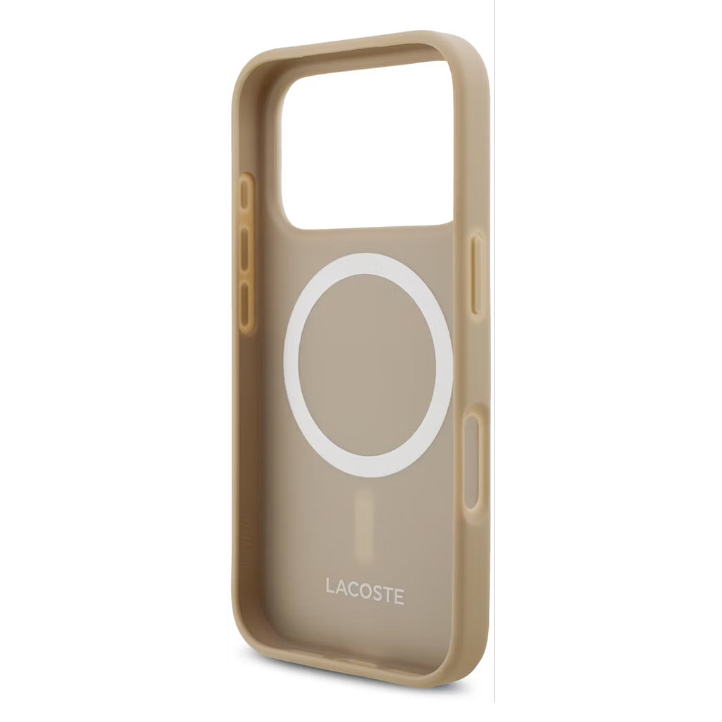 Lacoste MagSafe PU Leather Hard Case for iPhone 17 Pro and 17 Pro Max – Taupe