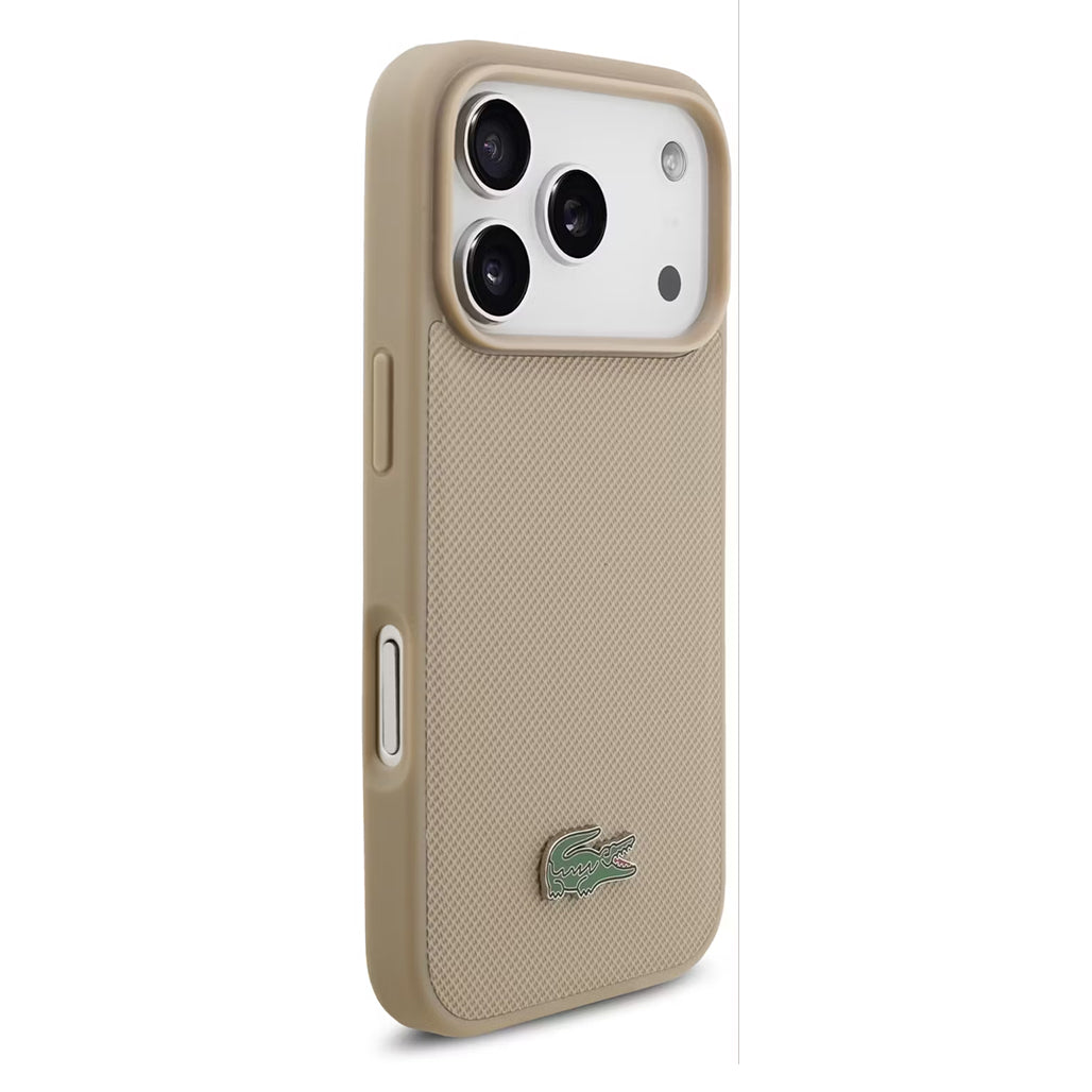Lacoste MagSafe PU Leather Hard Case for iPhone 17 Pro and 17 Pro Max – Taupe