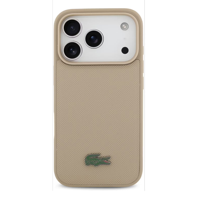 Lacoste MagSafe PU Leather Hard Case for iPhone 17 Pro and 17 Pro Max – Taupe