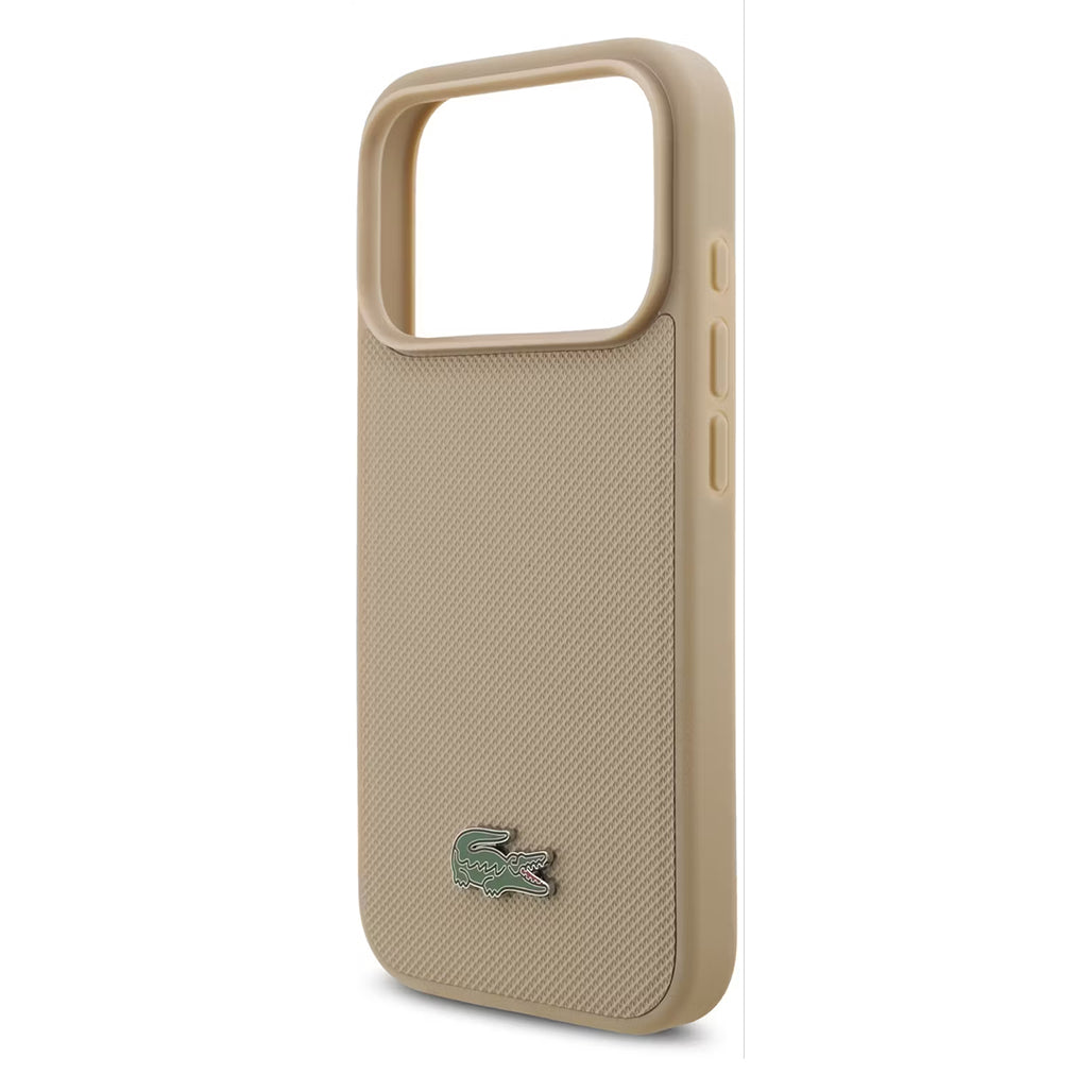 Lacoste MagSafe PU Leather Hard Case for iPhone 17 Pro and 17 Pro Max – Taupe