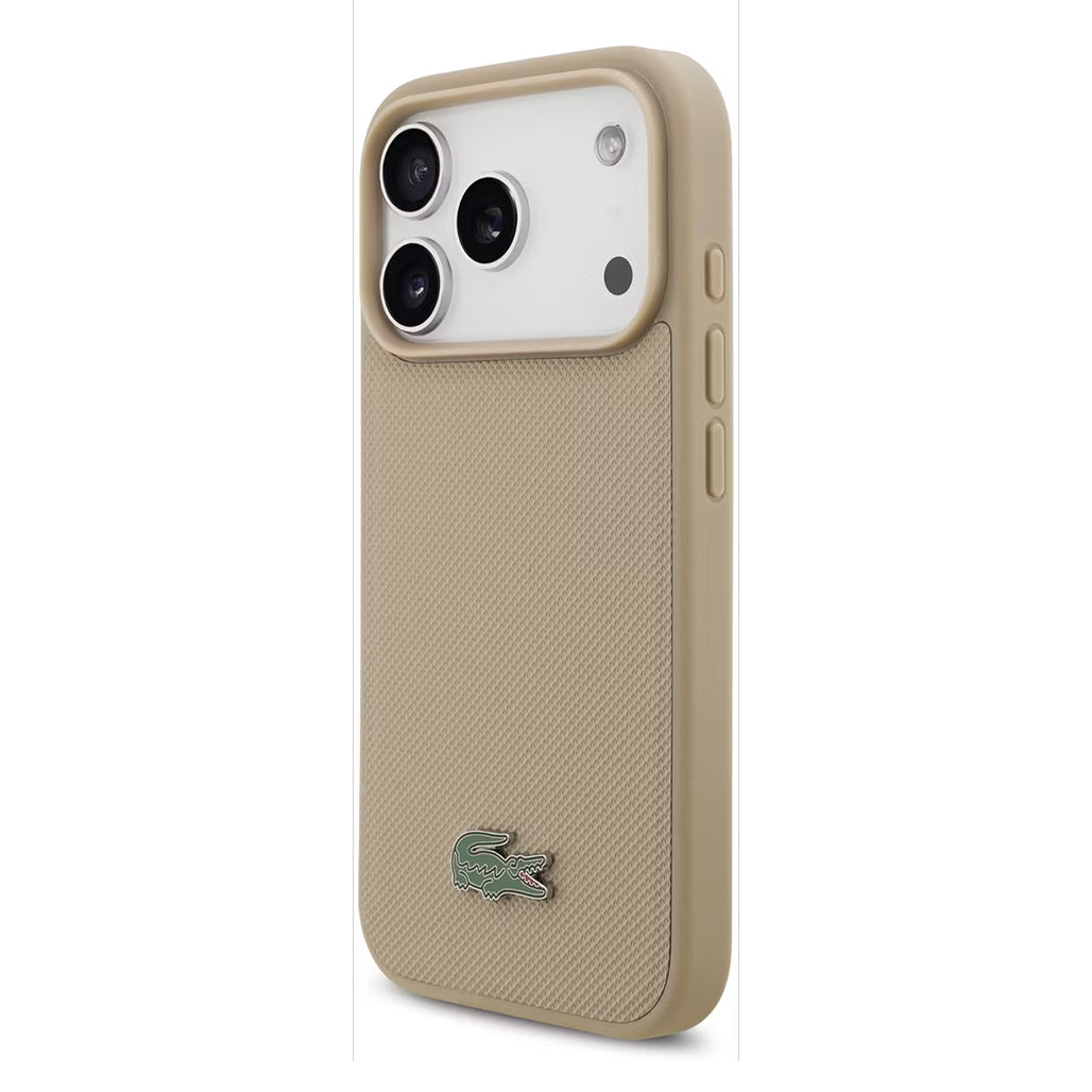 Lacoste MagSafe PU Leather Hard Case for iPhone 17 Pro and 17 Pro Max – Taupe