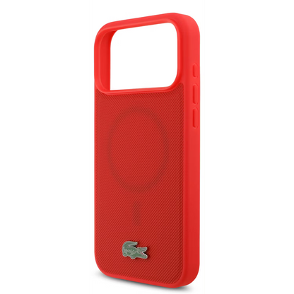 Lacoste MagSafe PU Leather Hard Case with Iconic Petit Piqué Logo for iPhone 17 Pro