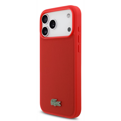 Lacoste MagSafe PU Leather Hard Case with Iconic Petit Piqué Logo for iPhone 17 Pro