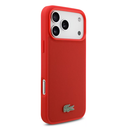 Lacoste MagSafe PU Leather Hard Case with Iconic Petit Piqué Logo for iPhone 17 Pro
