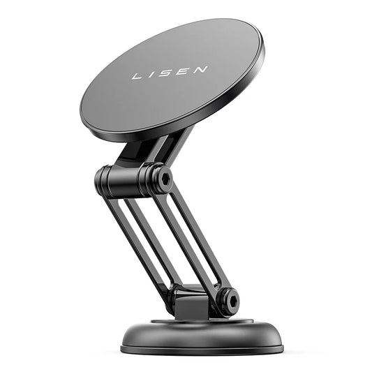 Lisen Magnetic Car Phone Mount – 360° Rotatable Foldable Metal Holder