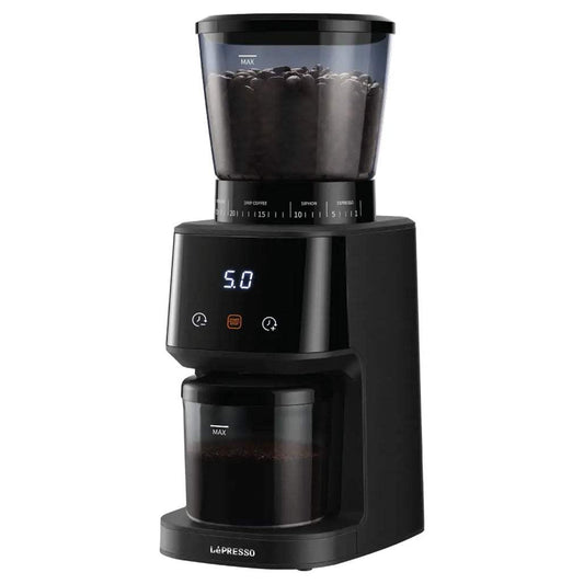 LePresso Conical Burr Coffee Grinder 275g – 31 Settings, Timer