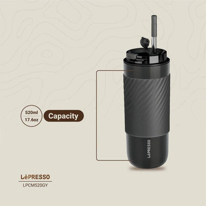 Lepresso Thermal Tumbler with Infusion Filter 520ml Stainless Steel Insulated Bottle with Reusable Straw - Brass