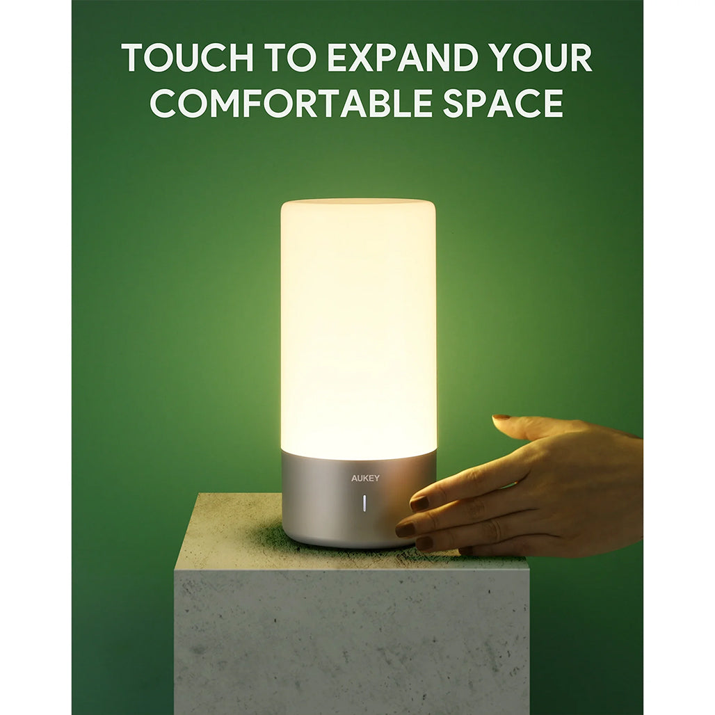 Aukey Touch Sensor Table Lamp with RGB Color Changing & Dimmable Warm White Light