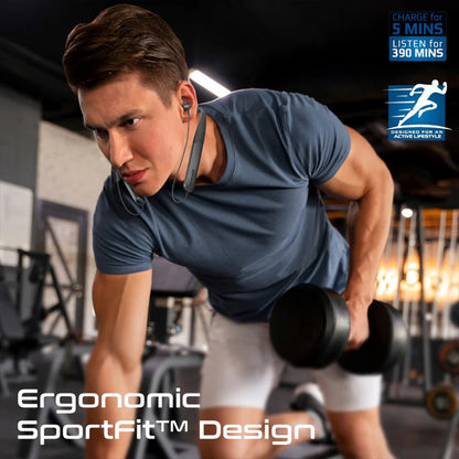 Promate Leap-200H — SportFit™ High Fidelity Wireless ENC Neckband Earphones with 200 Hours Playtime