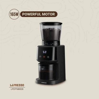 LePresso Conical Burr Coffee Grinder 275g – 31 Settings, Timer