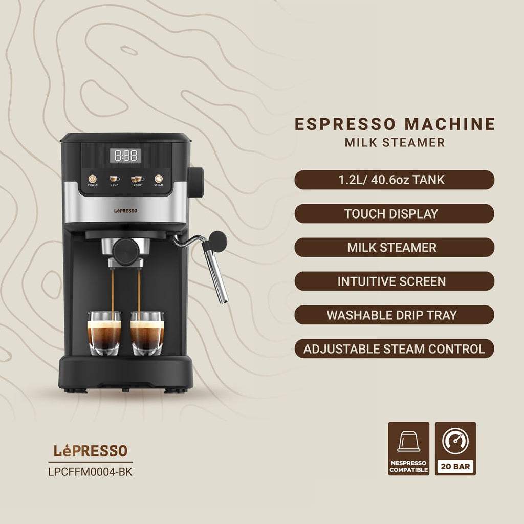 Lepresso Suprema Espresso Machine - Nespresso and Barista Capsules Compatible